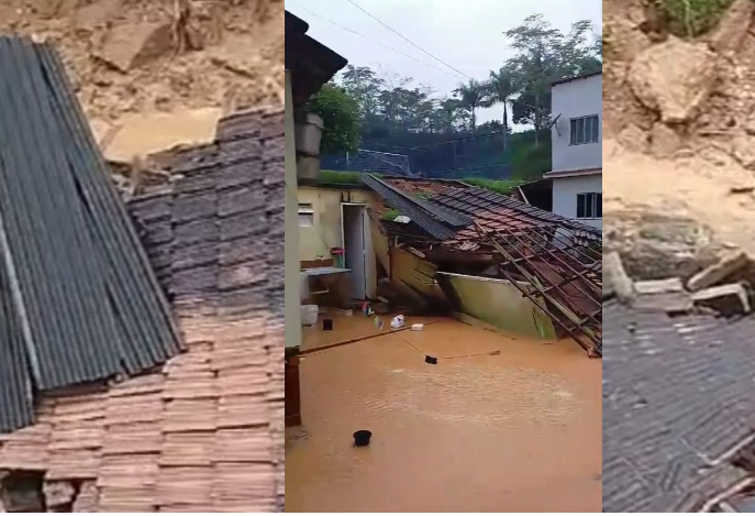 Fortes chuvas provocam deslizamentos de terra e atinge 3 casas e deixa 8 desalojados em Venda Nova